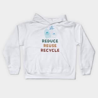 No Plastic Reduce Reuse Recycle Earth Day Kids Hoodie